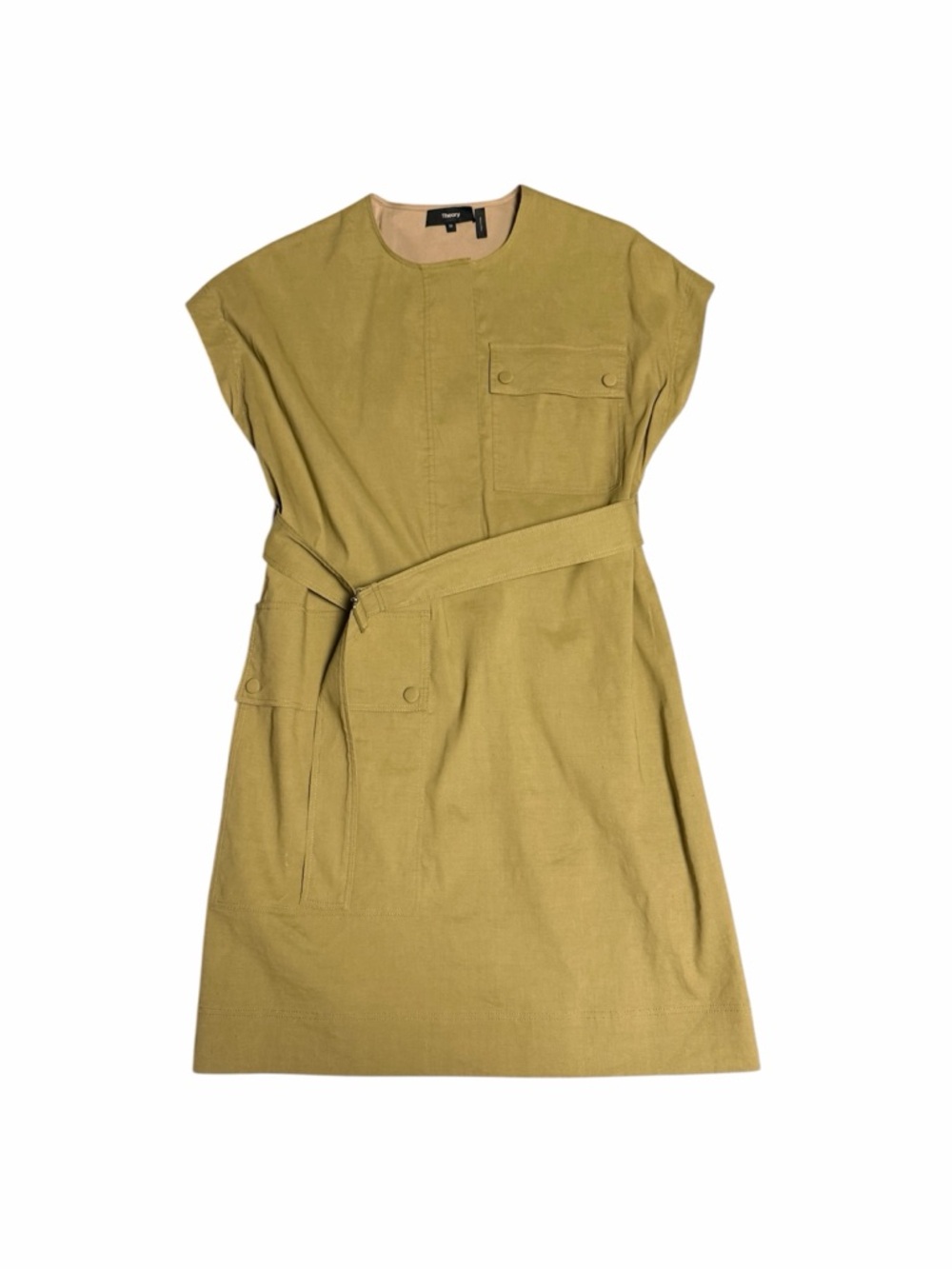 Theory Olive Utility Linen Dress
